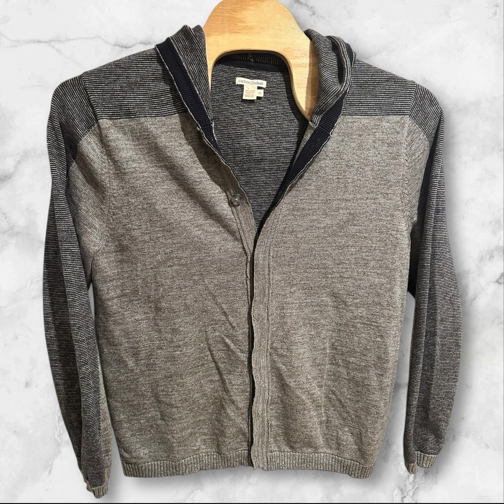 Carbon‎ 2 Cobalt Mens XL Gray Two-Tone Cardigan Hoodie Sweater Button Up